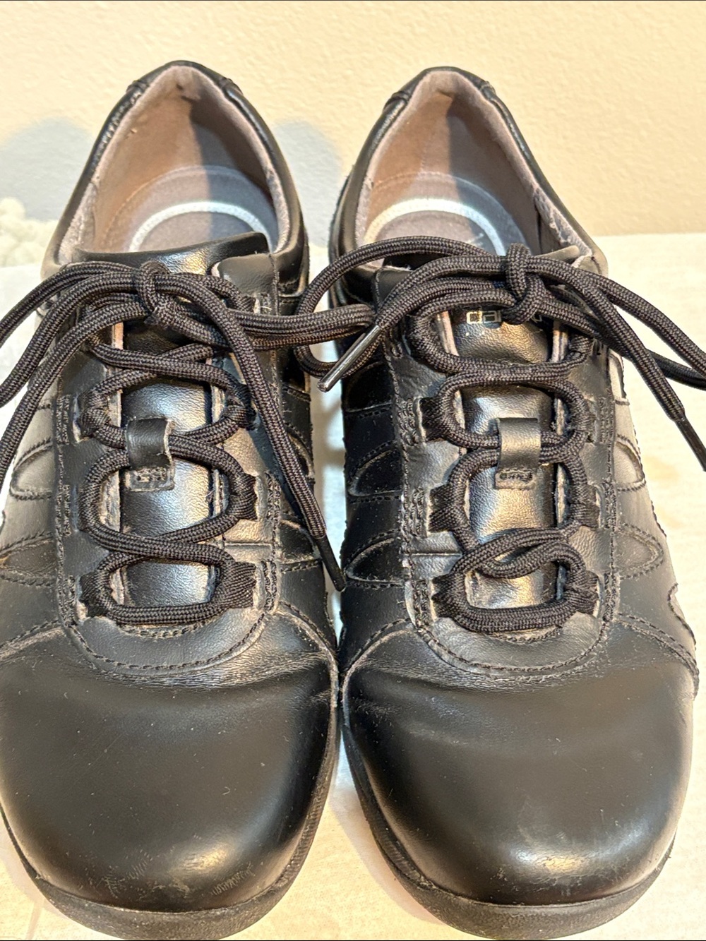 Dansko Black Lace-Up Leather Comfort Sneakers